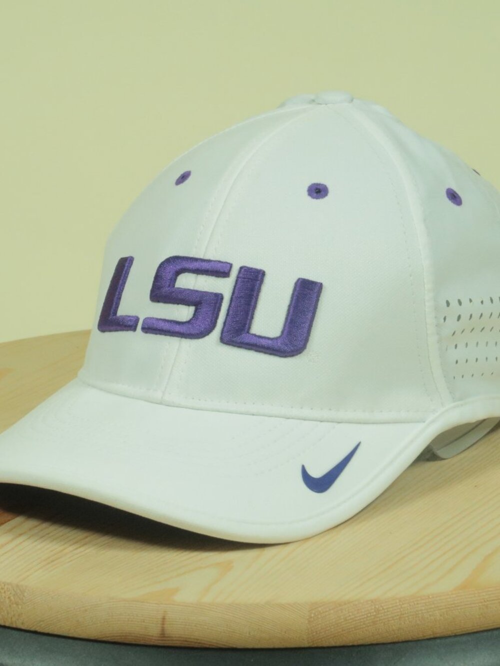 Nike LSU Tigers Hat Mens White Purple Legacy 91 Dri Fit Perforated New